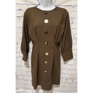 Zara Basic Women’s Olive Green Mini Dress With Bottons Size XS